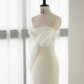 Simple Mermaid Sweetheart White Satin Wedding Dresses B017