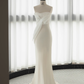 Simple Mermaid Sweetheart White Satin Wedding Dresses B017