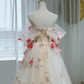 Beautiful A line Off The Shoulder Tulle Floral Wedding Dresses B018