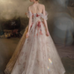 Beautiful A line Off The Shoulder Tulle Floral Wedding Dresses B018