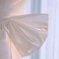 Belles robes de mariée blanches en satin à bretelles spaghetti hautes et basses B019