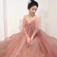 Ball Gown Sleeveless Pink Tulle Prom Dress B022