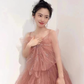 Ball Gown Sleeveless Pink Tulle Prom Dress B022