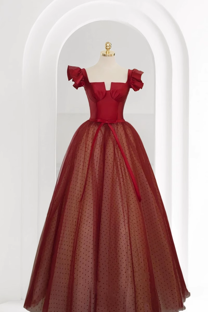 Robe de bal princesse robe de bal en tulle rouge B023