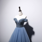 Princess Ball Gown Blue Tulle Prom Dress B024