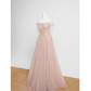 Princess A line Off The Shoulder Pink Tulle Prom Dress B025