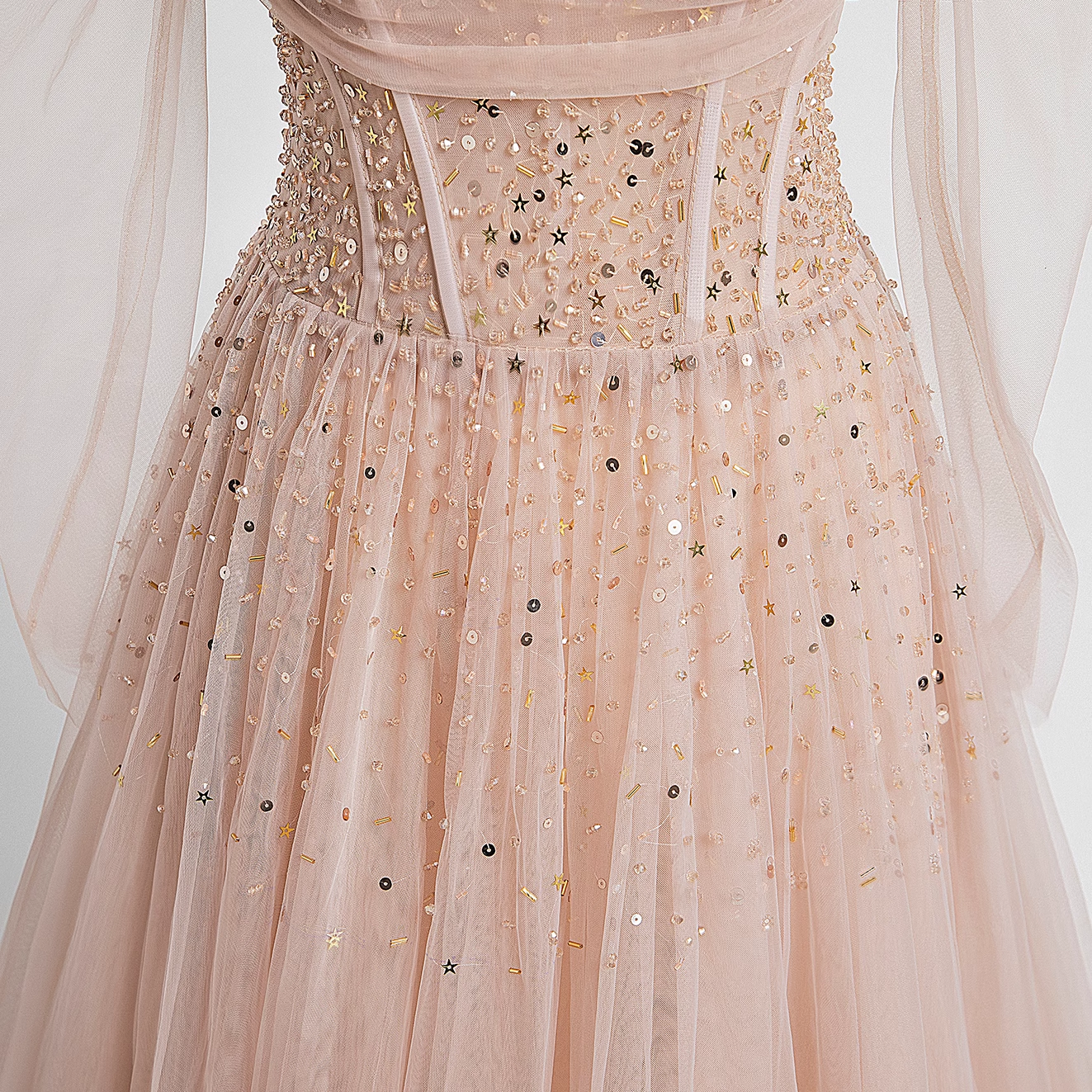 Robe de bal princesse en tulle rose, ligne A, épaules dénudées, B025