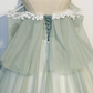 Robe de bal manches courtes Tulle vert longues robes de bal B030