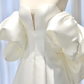 A-ligne chérie cou satin blanc longues robes de mariée B049