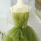 A-Line Green Tulle Long Prom Gown B050