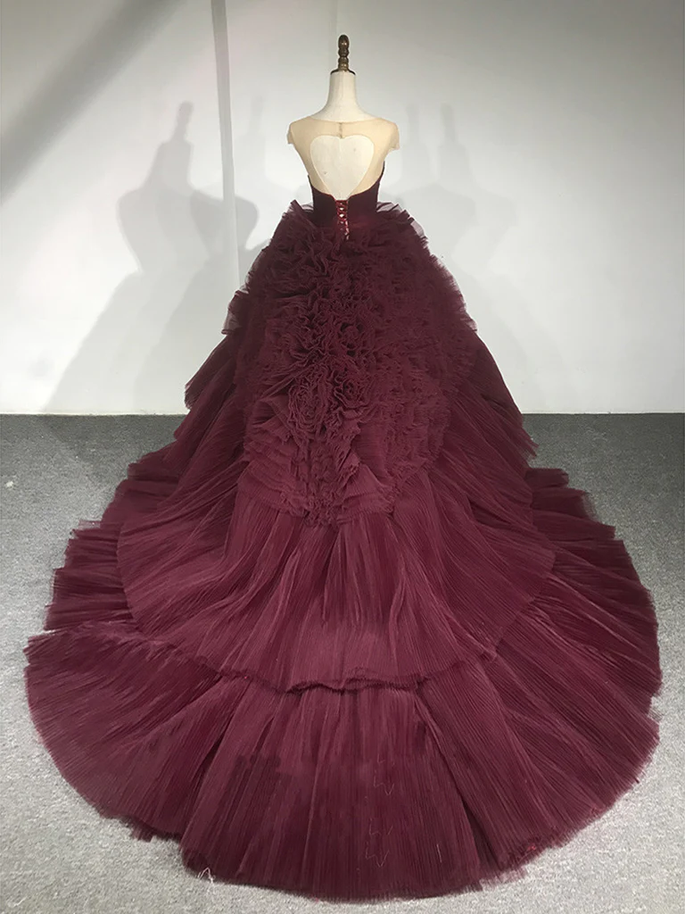 Superbe robe de bal chérie Tulle bordeaux doux 16 robes B051