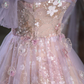 Robe de bal col en cœur Tulle dentelle violet longue douce 16 robes B058