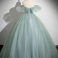 Ball Gown Off Shoulder Tulle Lace Green Long Sweet 16 Dresses B059