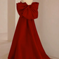 A-Line Sweetheart Neck Satin Red Long Prom Dress B062