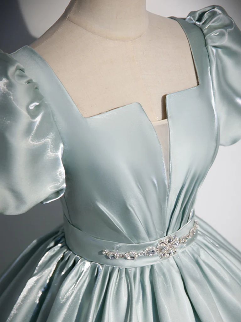 Robe de bal bleu ciel clair Satin longue douce 16 robes B066