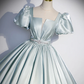 Robe de bal bleu ciel clair Satin longue douce 16 robes B066
