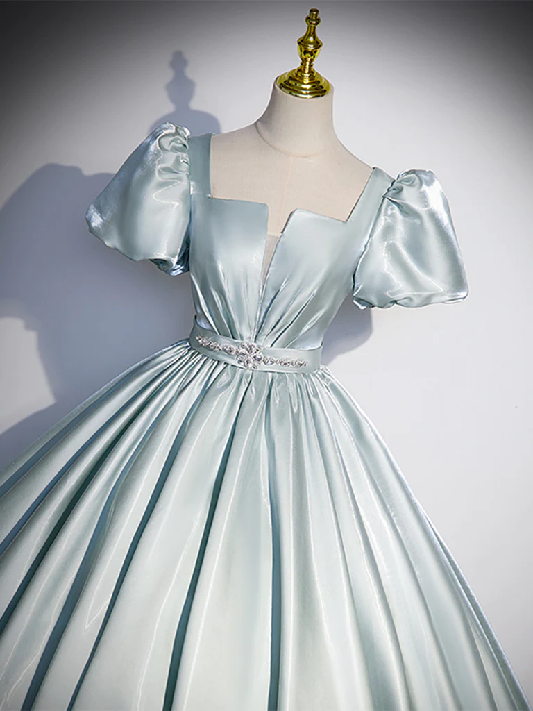 Robe de bal bleu ciel clair Satin longue douce 16 robes B066