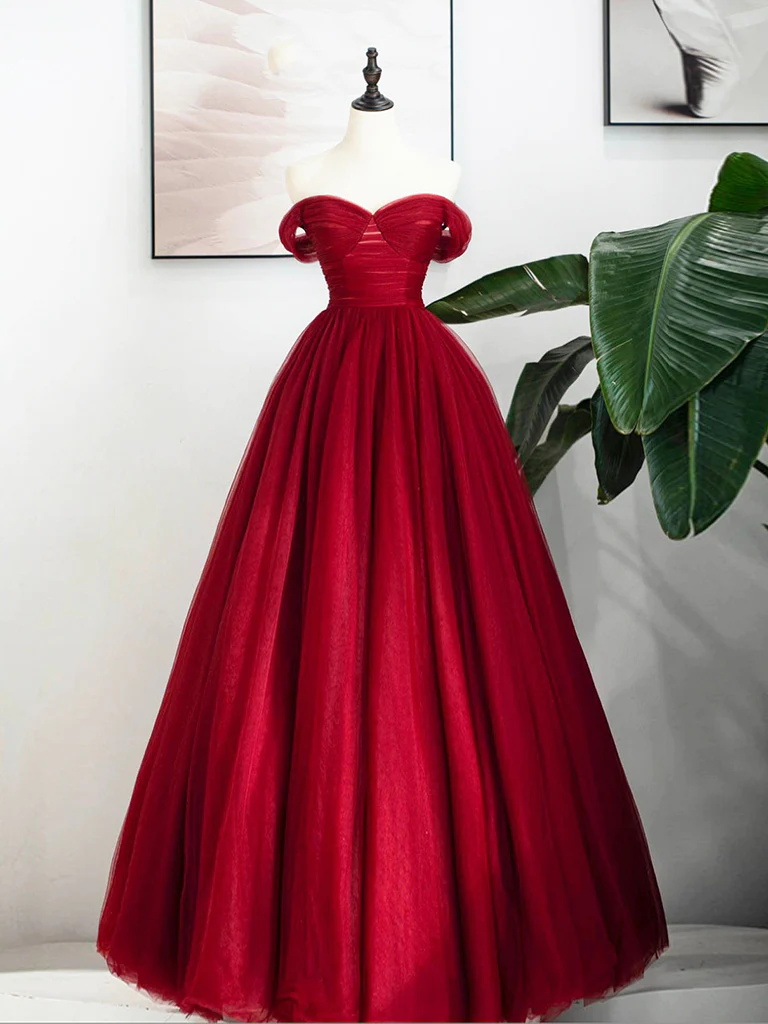 A-Line Sweetheart Neck Tulle Royal Blue Long Prom Dress B067