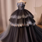Ball Gown Black Tulle Long Prom Gown Sweet 16 Dresses B069