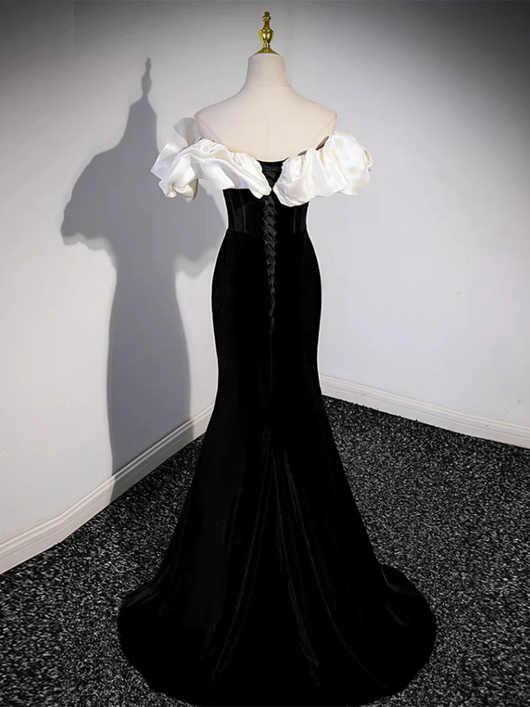Black Off Shoulder Mermaid Long Prom Dress B074