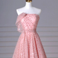 A-Line Pink Tulle Long Prom Dress B077