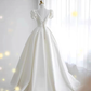 Robe de bal Vintage manches courtes robes de mariée longues blanches B083