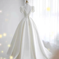 Vintage Ball Gown Short Sleeves White Long Wedding Dresses B083
