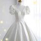 Vintage Ball Gown Short Sleeves White Long Wedding Dresses B083