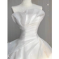 Vintage Ball Gown Strapless White Tulle Wedding Dresses B088