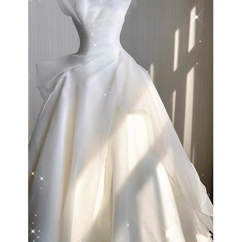 Vintage Ball Gown Strapless White Tulle Wedding Dresses B088