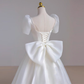 Princess A line White Satin Long Wedding Dresses B092