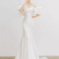 Robe de bal sans bretelles en satin blanc longues robes de mariée B093