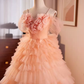 Vintage Ball Gown Short Sleeves Ruffles Sweet 16 Dresses B097