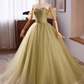 Vintage Ball Gown Short Sleeves Green Sweet 16 Dresses B098