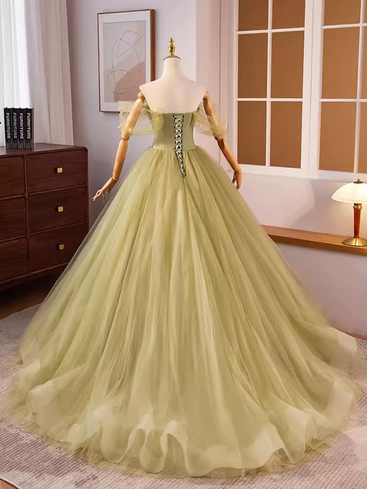 Robe de bal Vintage manches courtes vert doux 16 robes B098