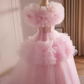 Vintage Ball Gown Short Sleeves Pink Tulle Sweet 16 Dresses B101