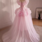 Vintage Ball Gown Short Sleeves Pink Tulle Sweet 16 Dresses B101