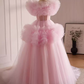 Robe de bal vintage à manches courtes en tulle rose Sweet 16 robes B101