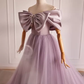 Modest A line Off The Shoulder Tulle Long Lilac Prom Dress B102