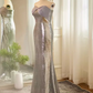Modest Mermaid Strapless Sequin Long Silver Prom Dress B104