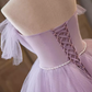Robe de bal vintage sans bretelles en tulle lilas à volants Sweet 16 robes B118