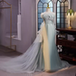 Vintage Mermaid Strapless Long Tulle Light Green Prom Dress B120