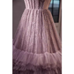 Vintage Ball Gown Strapless Lilac Tulle Beads Ruffles Sweet 16 Dresses B121