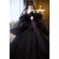 Vintage Ball Gown Straps Tulle Black Sweet 16 Dresses B122