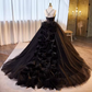 Vintage Ball Gown Straps Tulle Black Sweet 16 Dresses B122