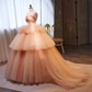 Vintage Ball Gown Strapless Tulle Pink Sweet 16 Dresses B123