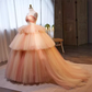 Robe de bal vintage sans bretelles en tulle rose Sweet 16 robes B123