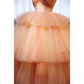Vintage Ball Gown Strapless Tulle Pink Sweet 16 Dresses B123