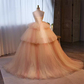 Robe de bal vintage sans bretelles en tulle rose Sweet 16 robes B123