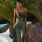 Sheath Long Evening Dress Olive Green Prom Dresses B263